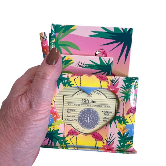 Pink Flamingo Desk Storage Organization Box Set Photo Notebook Journal Duster - Picture 11 of 14